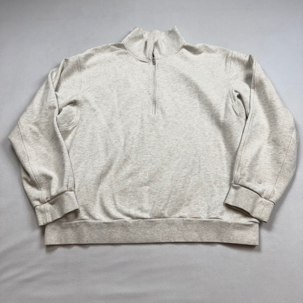 Lululemon Steady State Half Zip Pullover Mens Medium Heathered Light Grey Fleece